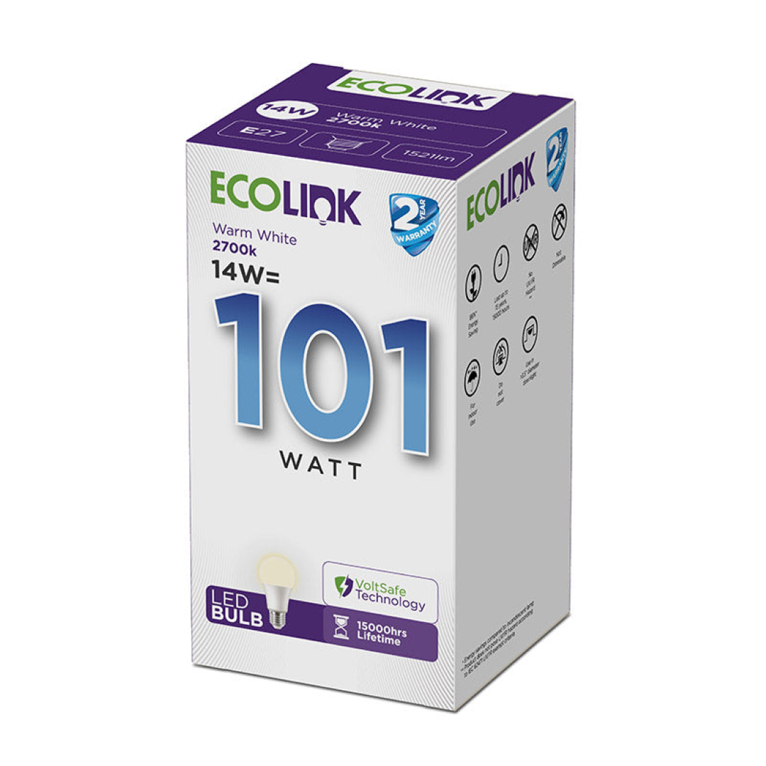 ECOLINK LED BULB 14W E27 WW 1521L